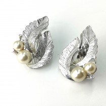 【FUN STYLE SHOP】古董葉片珍珠造型耳環(夾式)