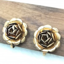 【FUN STYLE SHOP】古董古銅立體玫瑰造型耳環(夾式)