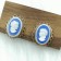 【FUN STYLE SHOP】古董藍色人像浮雕耳環(夾式)